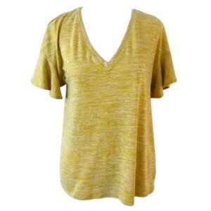 A New Day Golden Yellow Short Ruffle Sleeve Top T-Shirt
